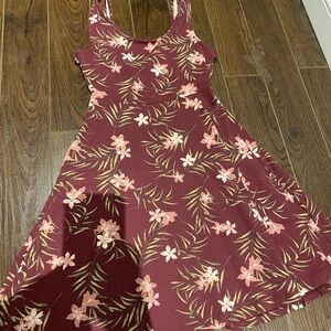 Ardene Burgundy and Pink Floral Mini Dress